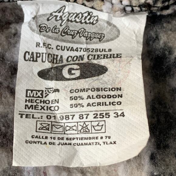 Agustin De La Cruz Vazquez Biege and Black Zip Up Hoodie Pockets Size Large - Picture 10 of 14